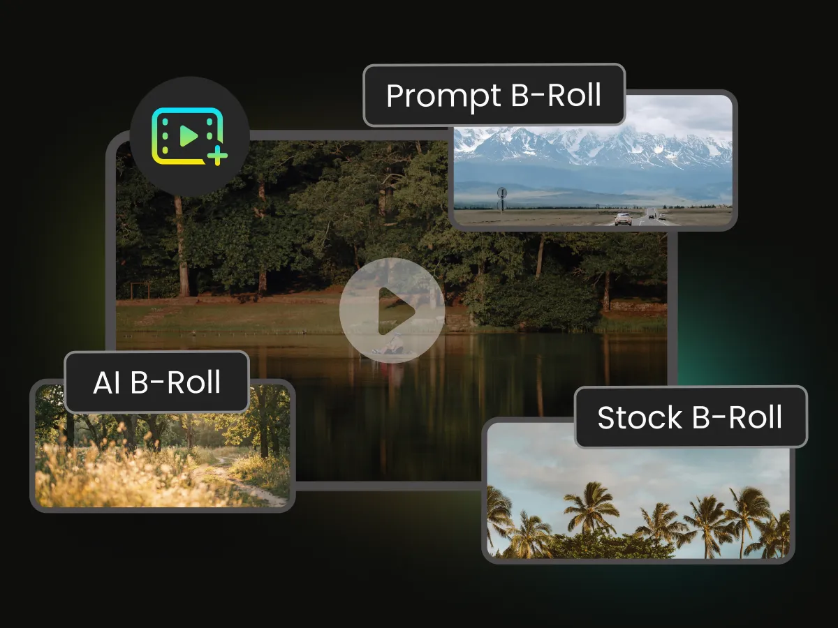 AI tool automatically inserting relevant B-roll footage based on video transcript context